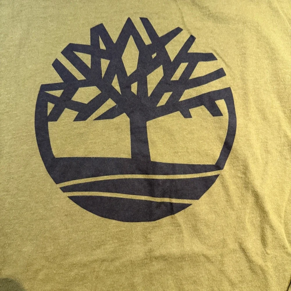 Timberland Mens Long Sleeve Graphic Tree Logo Tee Shirt Olive Green Regular Fit